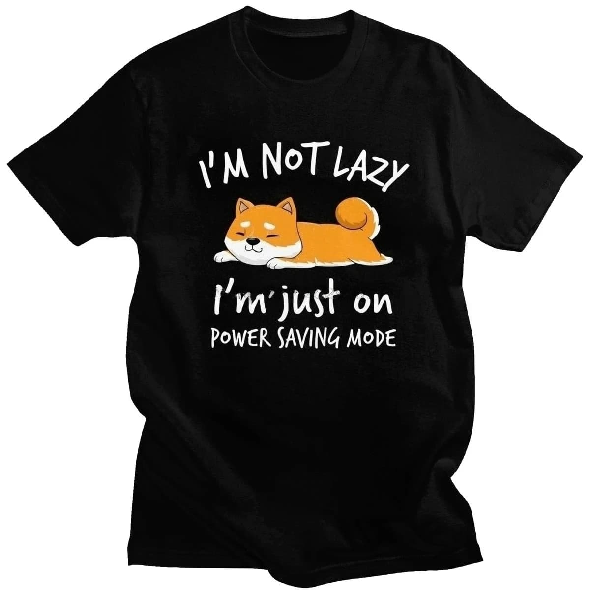 Humor I'm Not Lazy Shiba Inu Shirt Women Short Sleeved Loafer Dog T-shirt Laziness Tshirts Fitted Tee Tops Summer O-Neck Clothes