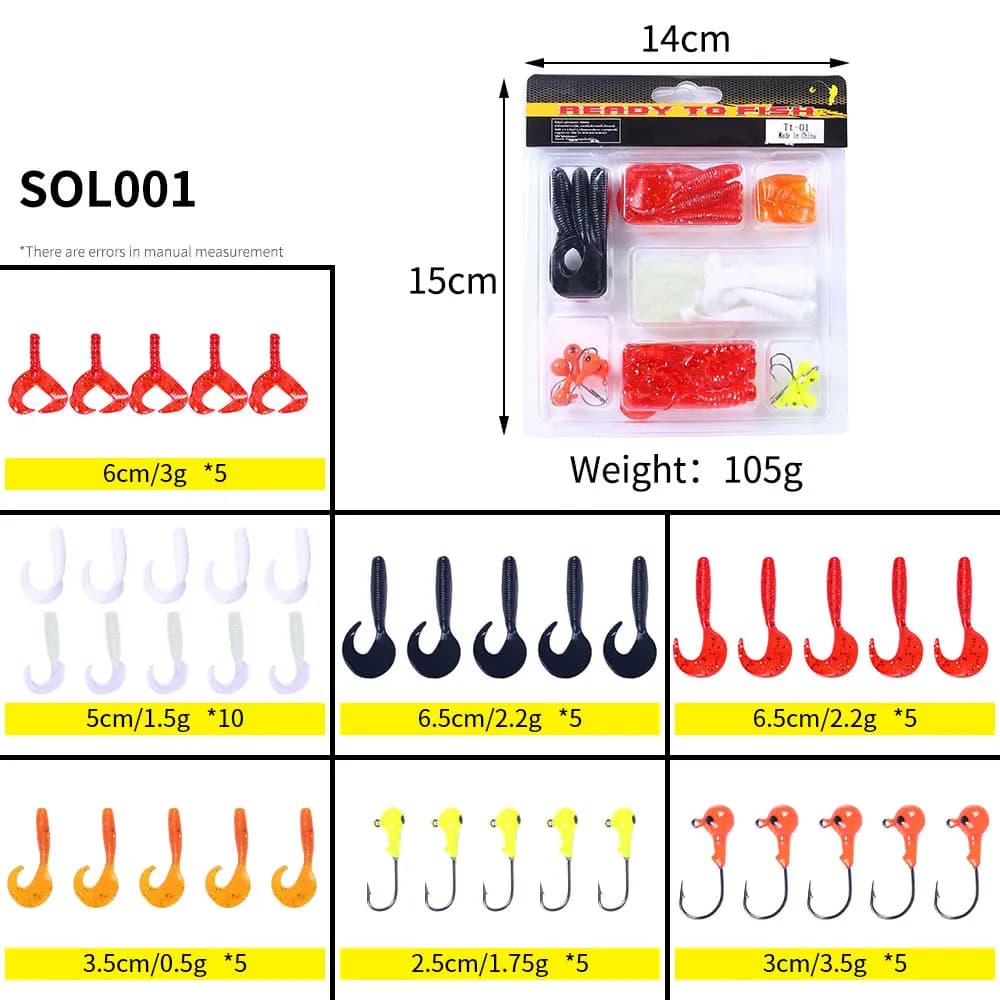 Fishing bait kit MISTO: Set of jig head and crankbait with tool box for fishing pears, trout and salt water equipment