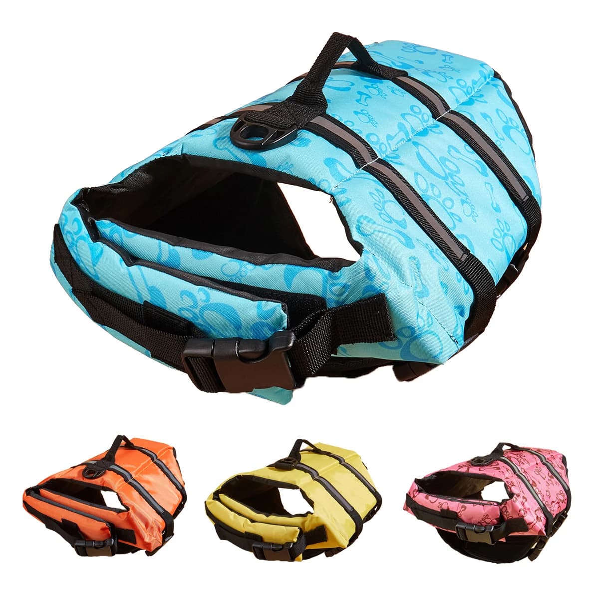Reflective Adjustable Pet Life Jacket Nylon High Buoyancy Safety Swim Vest for Large Dog Surfing Sailing Summer Outdoor Water Activity
