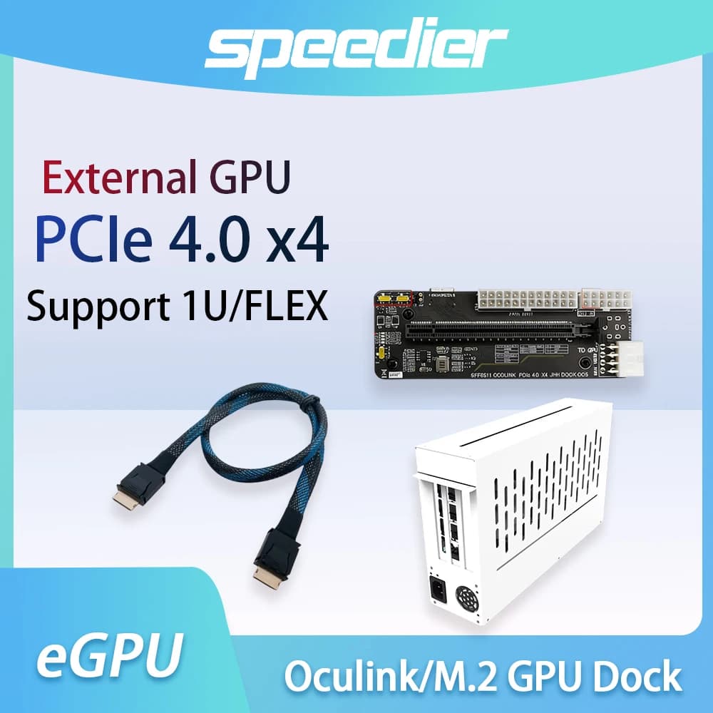 Dock GPU Esterno Oculink / M.2 eGPU con Case e Cavo di Dati PCIe 4.0 X4 per Espansione Laptop e Dispositivi Portatili