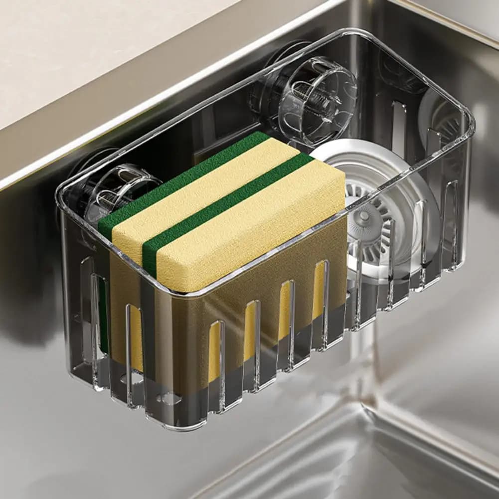 Durable Kitchen Sink Caddy Cup Sink Rack Suction Cup Sink Drain Rack Organizer for Sponges Brushes Kitchen Storage Caddy
