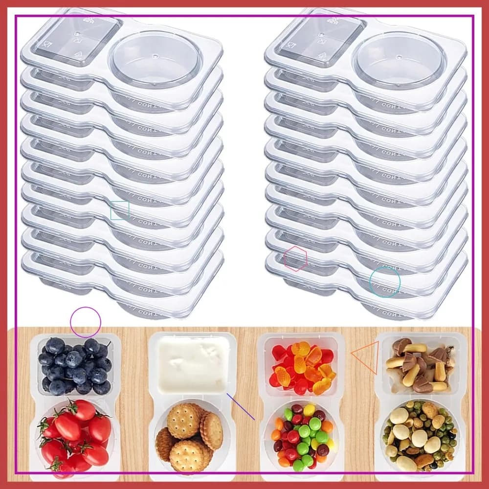 Set di 20 Contenitori Riutilizzabili per Snack con Coperchi, per Controllo Porzioni e Preparazione Pasti, Ideali per Scuola, Ufficio e Viaggi