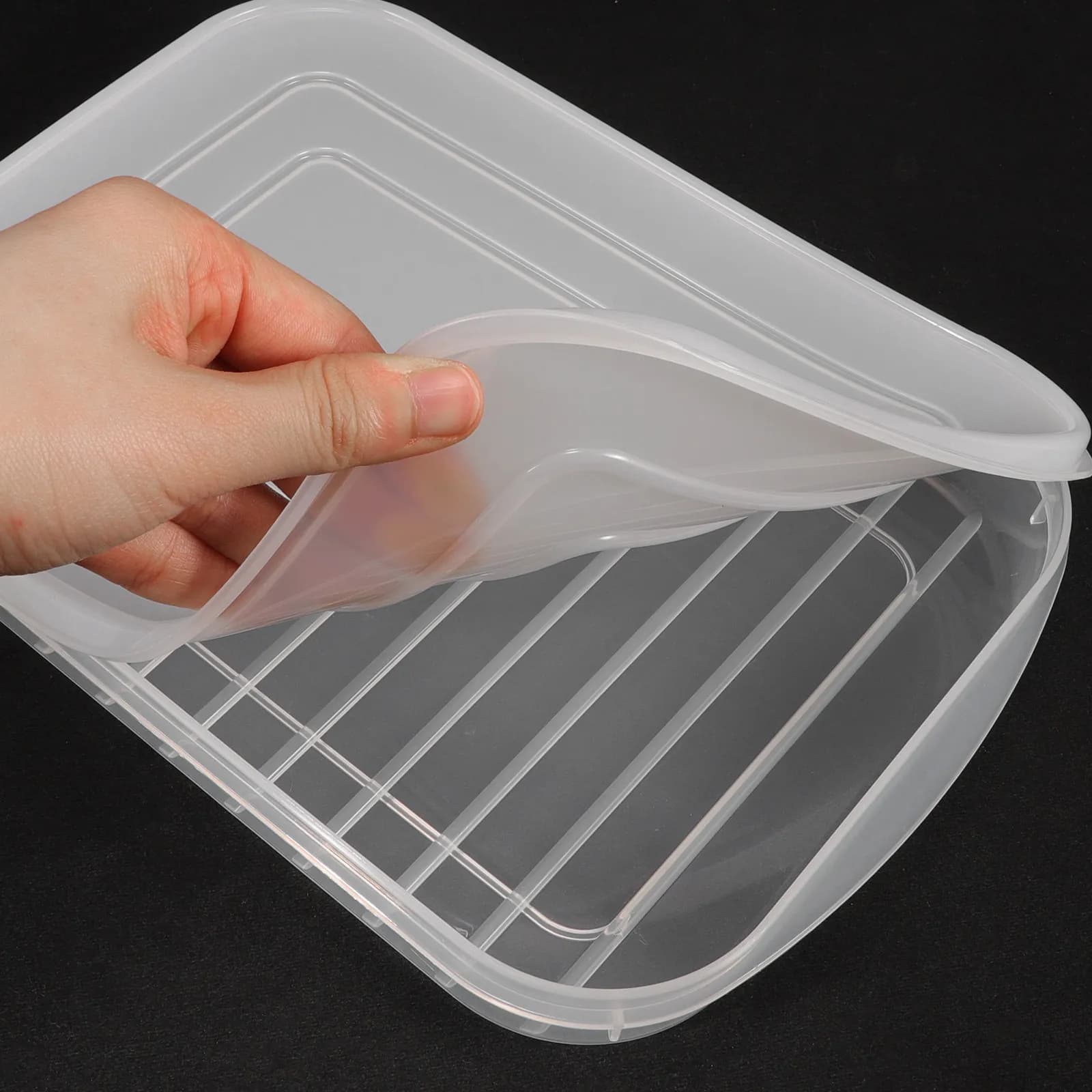 Set of 4 Transparent Containers Impilable for Food, for Refrigerator, Bacon Conservation, Meat, Fruit and Vegetables
