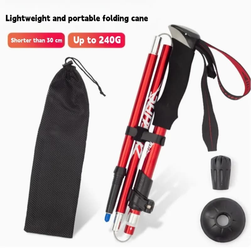 Foldable Trekking Poles Ultra Light Telescopic Hiking Stick 110-130CM Portable Walking Cane For Outdoor Mountain Camping Travel