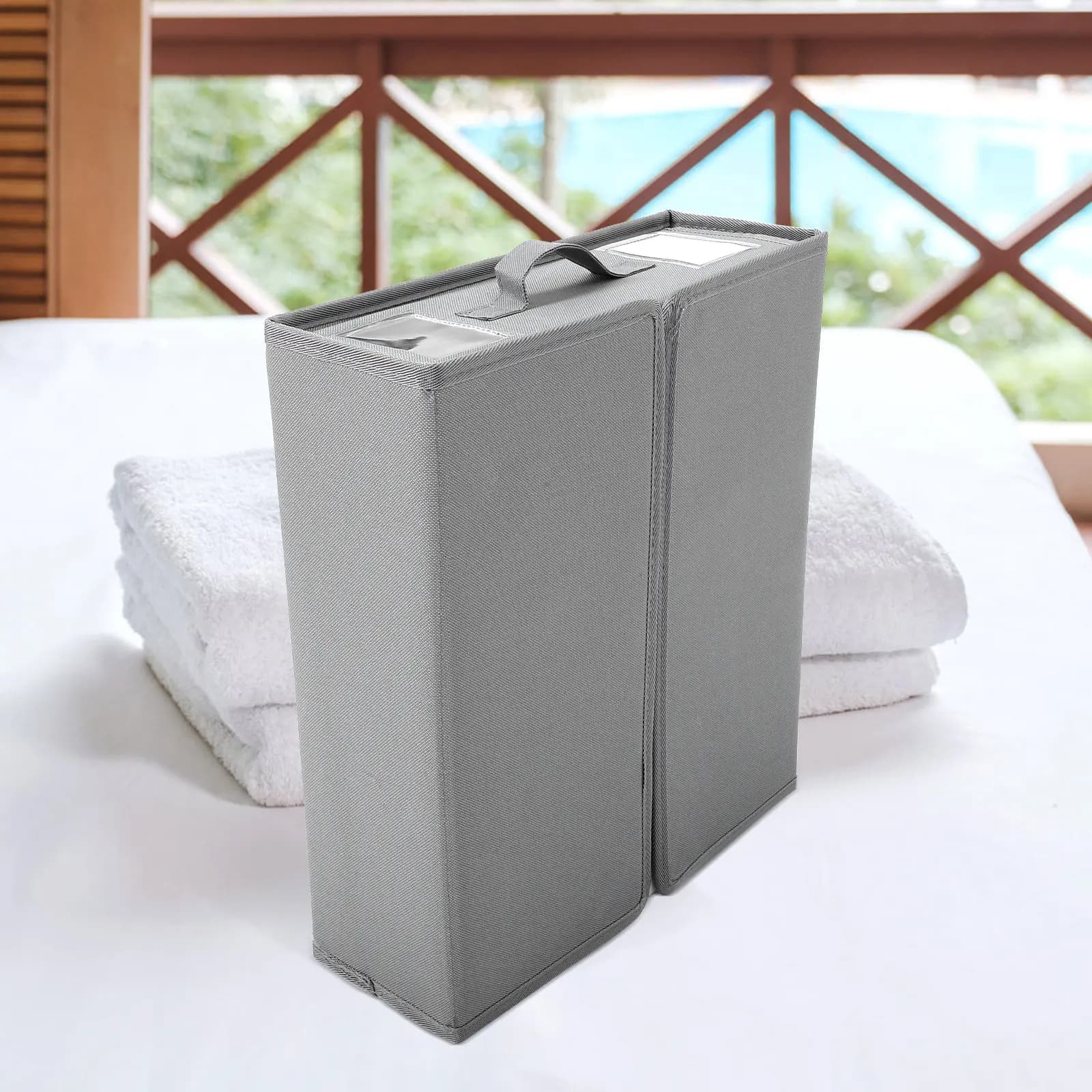 Organizzatore Pieghevole per Lenzuola, Coperte e Set di Biancheria da Letto, in Tessuto Oxford e Materiale PP, con Chiusura a Cerniera, Salvaspazio