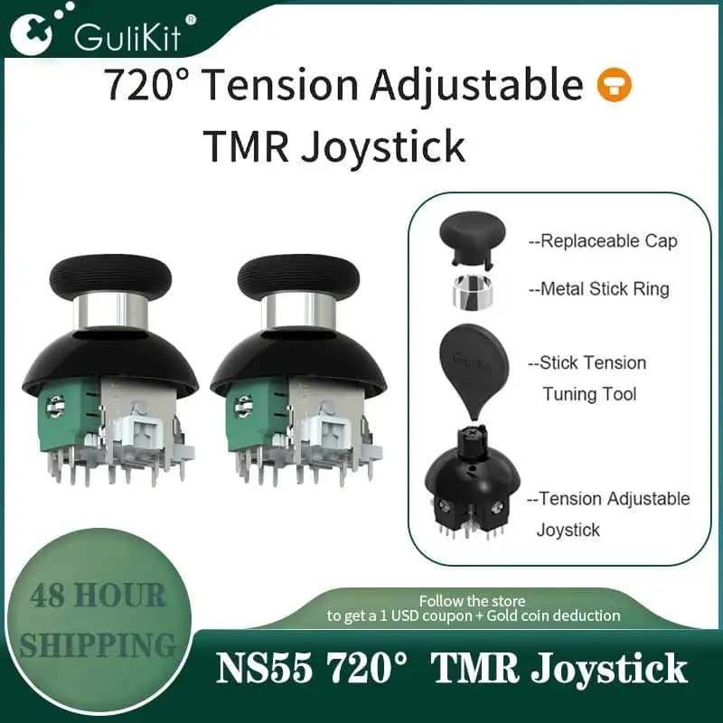 Gulikit 720 ° Joystick TMR regolabile a tensione NS55, joystick per riparazione sostitutiva per controller Xbox Switch PS4 PS5 No Drift