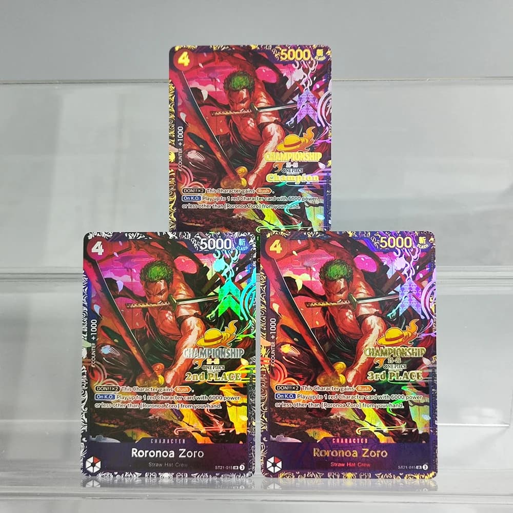 Carta Collezionabile Fatta a Mano Proxy PTCG One Piece Giapponese ST21-015 Roronoa Zoro Campionato 25°-26° Trofeo 1° 2° 3° Posto Giocattolo