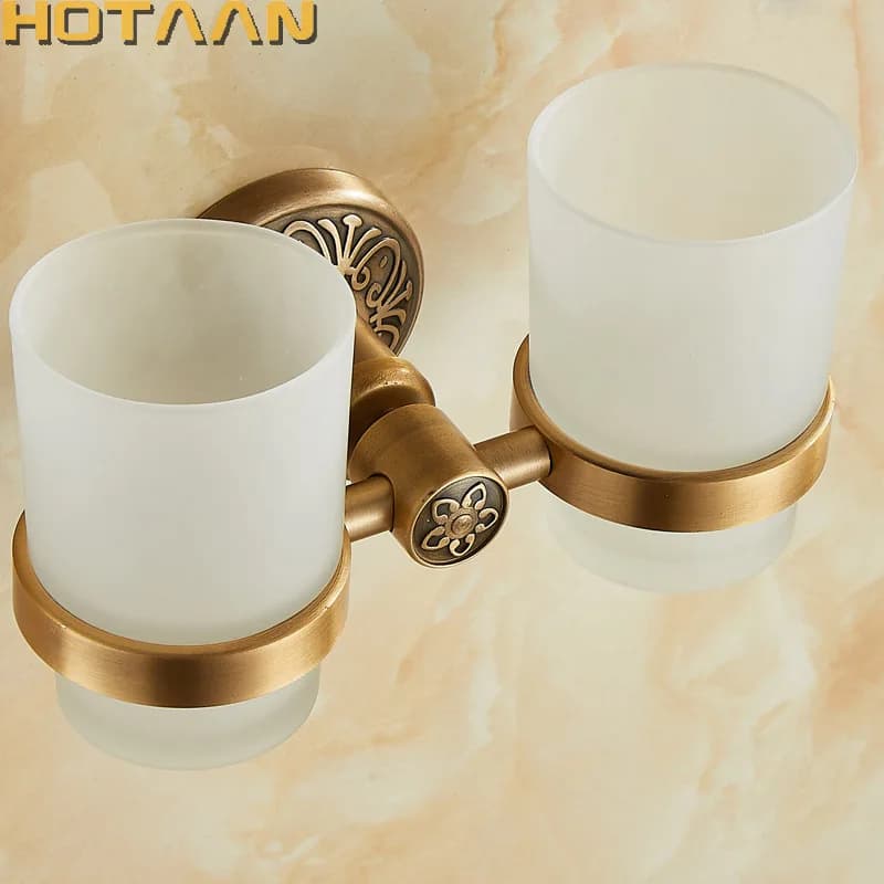 Nuovo arrivo doppio bicchiere in alluminio portabicchieri e bicchieri porta spazzolino accessori per il bagno Banheiro YT-14208