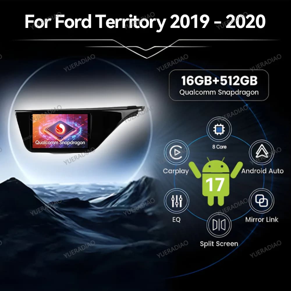 Android 17 Car Radio For Ford Territory CX743 2019 - 2020 Qualcomm GPS NAVI 2DIN QLED 4G WIFI Head Unit BT LTE 5G Carplay Auto