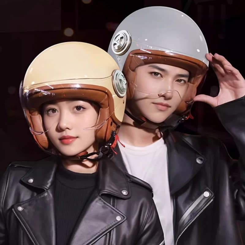 2025 New model unisex man woman half helmet with visor and ear protection, electric bike helmet autumn/winter