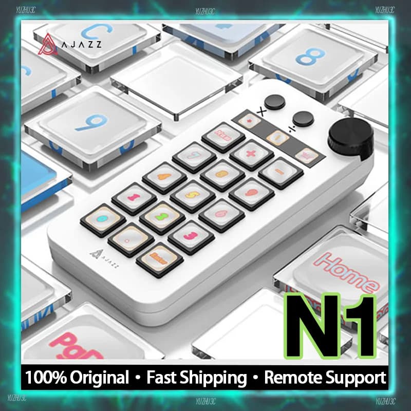AJAZZ N1 Tastiera macro personalizzabile a 15 tasti con manopola di controllo Deck flusso multifunzionale per la configurazione live Web domestica dell'ufficio