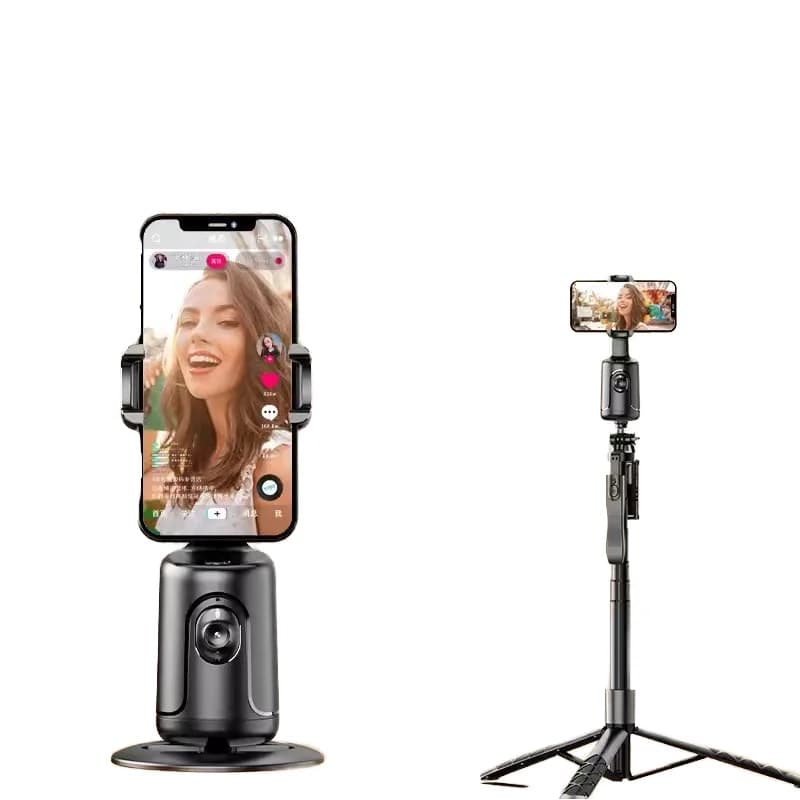 Per il monitoraggio del viso Stabilizzatore AI Gimbal pieghevole Selfie Stick Supporto per telefono in streaming live Treppiede pigro da tavolo