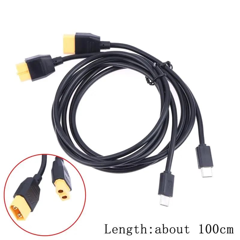🌹 Cavo di alimentazione da USB-C a XT60 maschio/femmina 5A, cavo di ricarica rapida PD100W per batterie al litio di aeromodelli/droni 20V