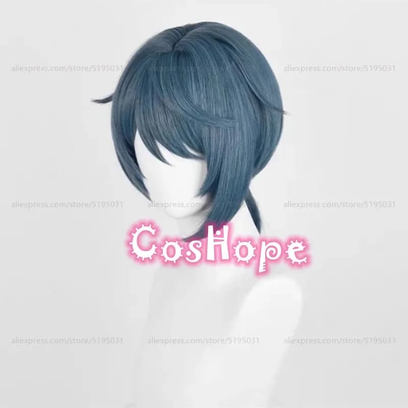 c'3,f\6;h'Lantern Rite Xingqiu 30cm Short Blue Gray Wig Anime Cosplay Wigs Heat Resistant Syntheti7;b'9.j/2\