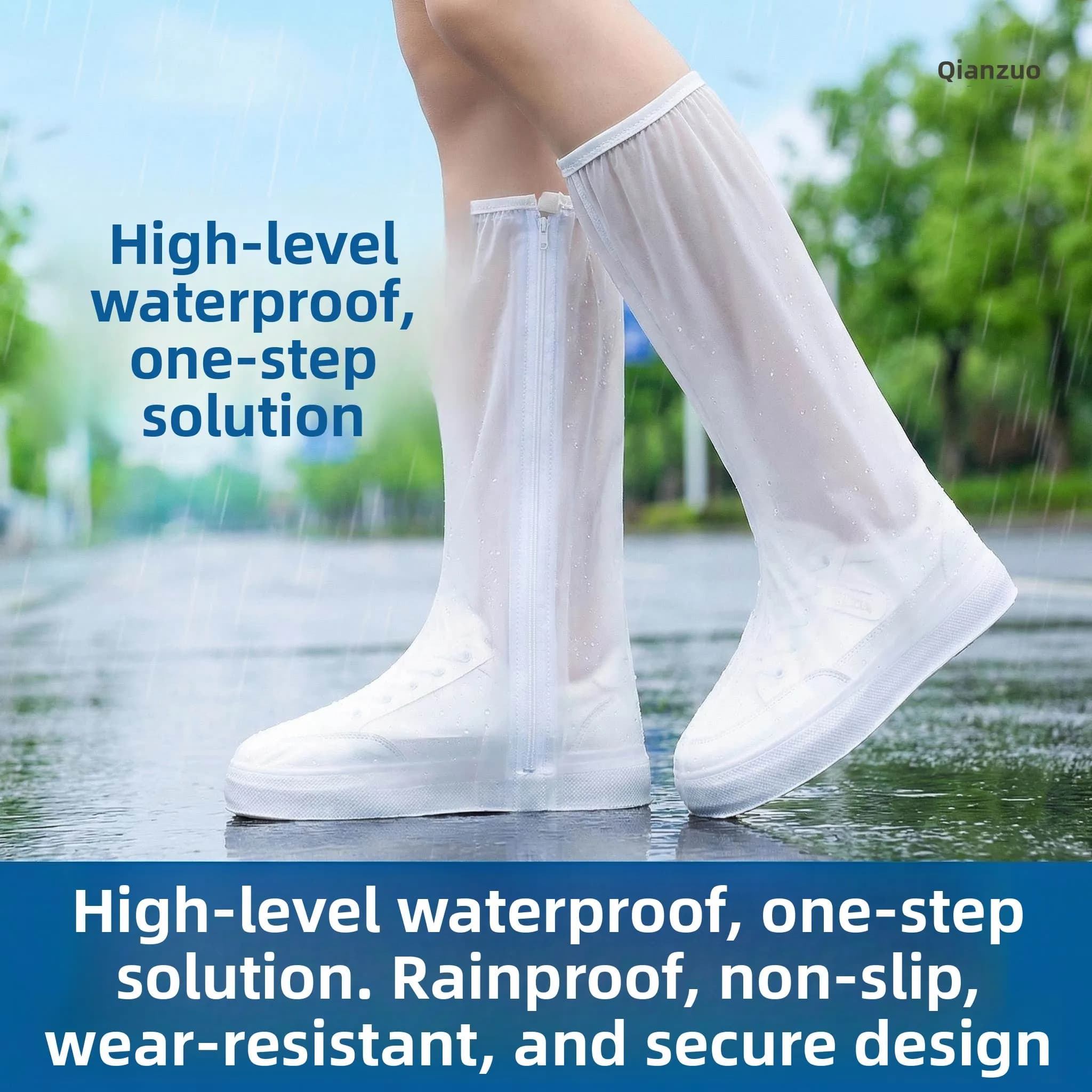 Copriscarpe Antipioggia Alti e Rinforzati Impermeabili Antiscivolo Resistenti all'Usura per Ciclismo Outdoor, Protezioni in PVC per Scarpe da Acqua