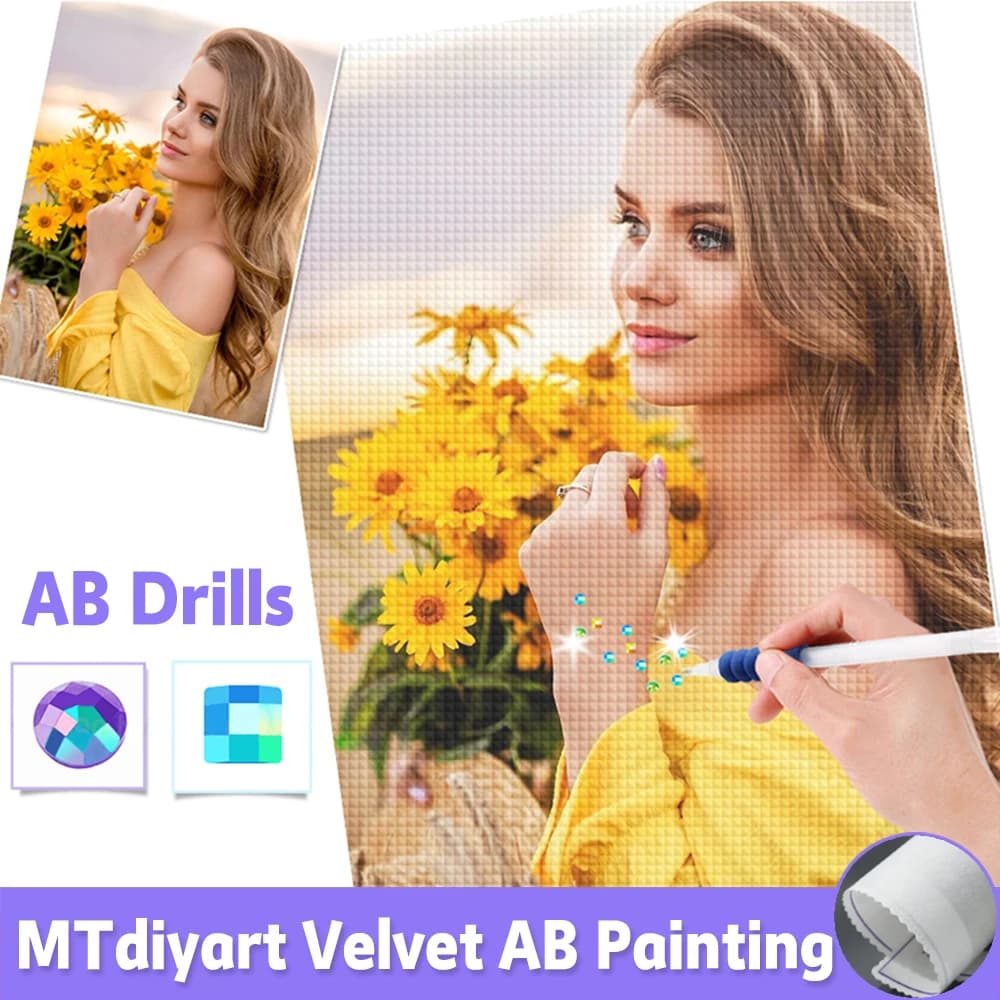 Custom Diamond Painting AB Drill Photo DIY 5D Round Square Full Diamond Mosaic Embroidery Hobby Birthday DIY Velvet Canvas Gift