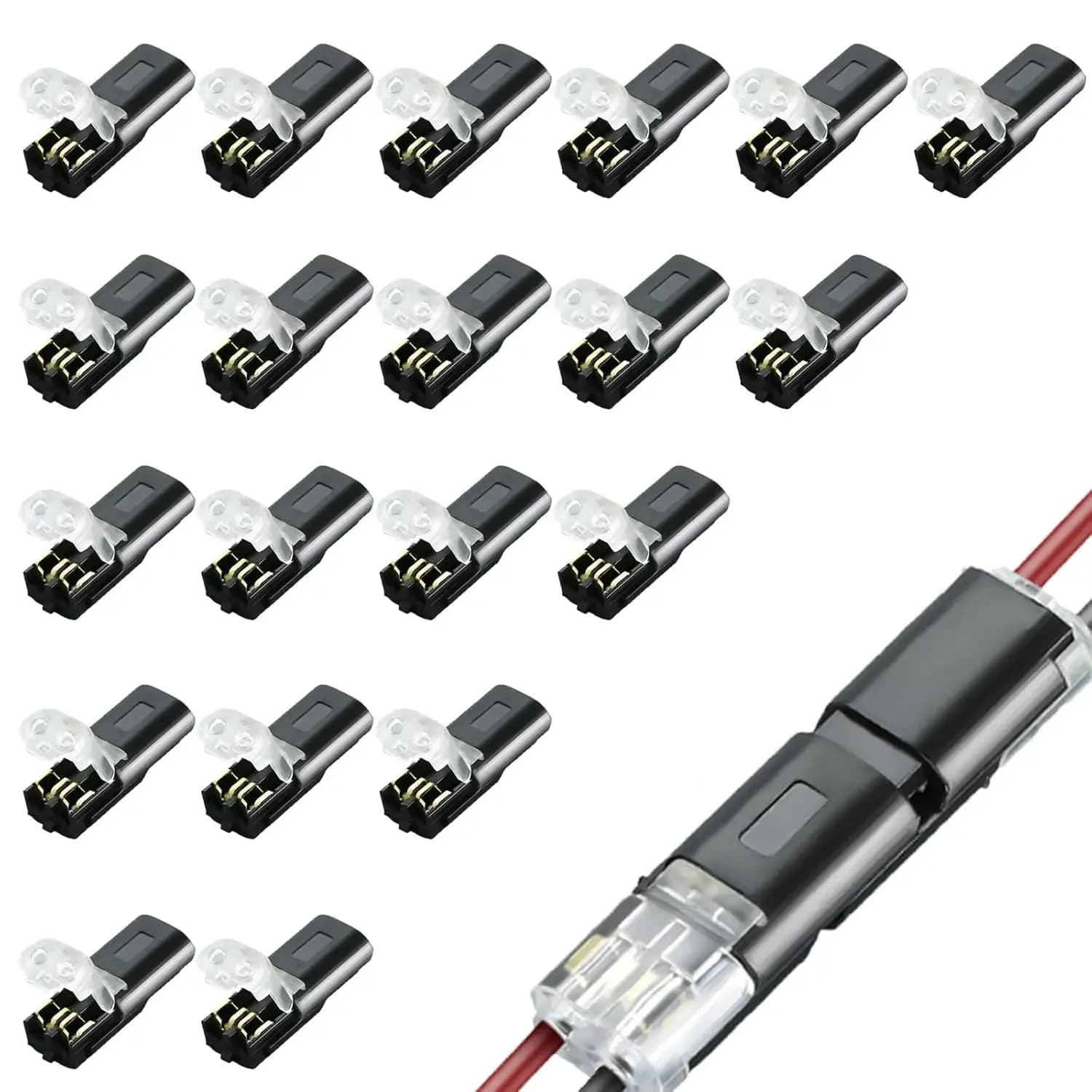 Confezione da 20 Connettori per Strisce LED, a 2 Pin con Fibbia di Bloccaggio, Nessun Spellatura di Fili Richiesta