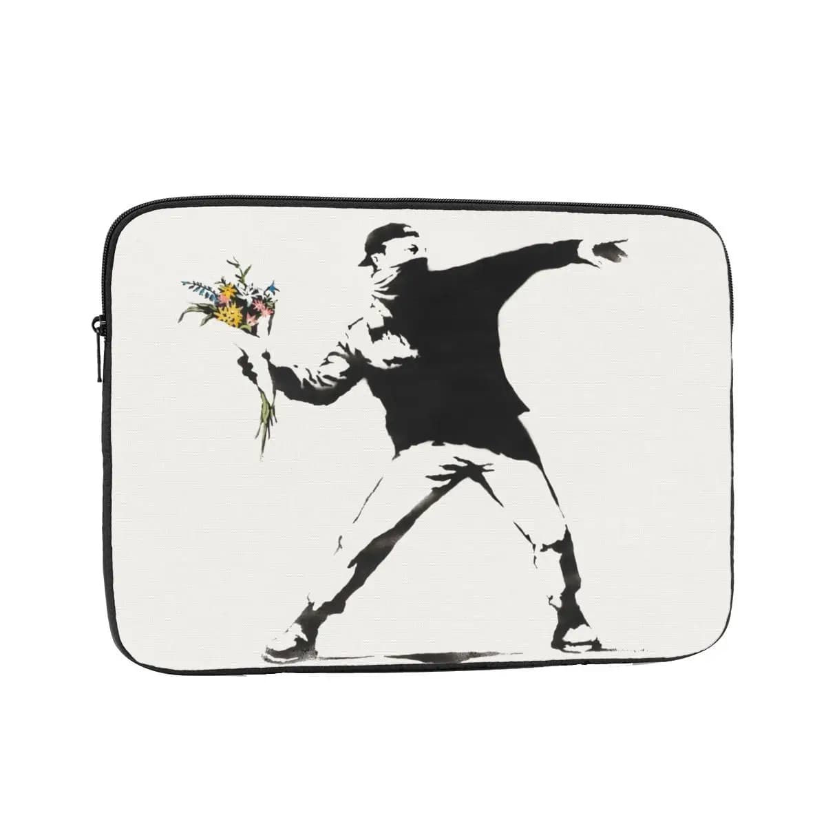 Banksy Street Art Lanciatore di fiori Borsa per laptop Custodia per notebook Custodia per graffiti Vernice spray Pop Art Custodia antiurto