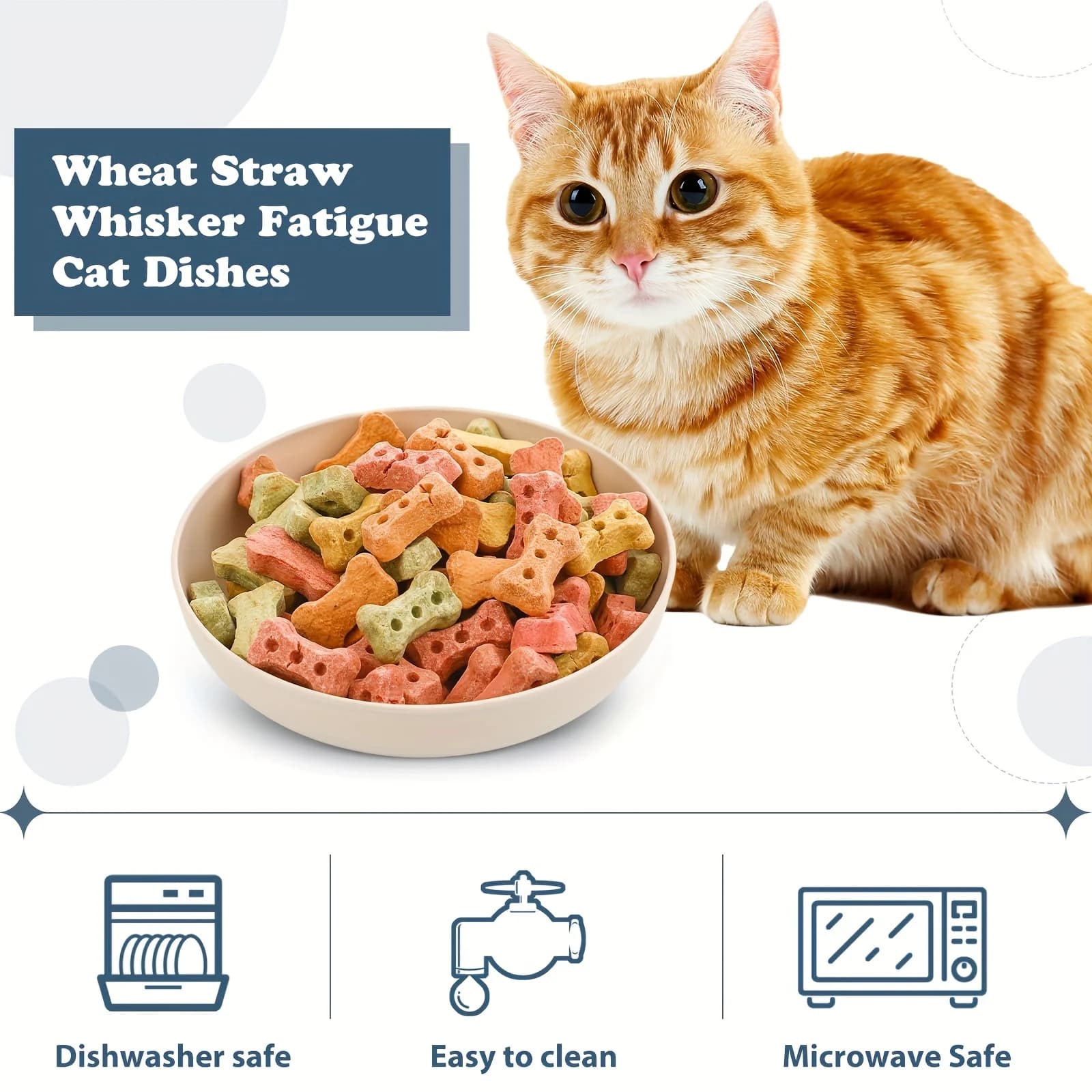 Ciotole per gatti da 4 pezzi, piatti per cibo e acqua per animali domestici larghi 13,97 cm, piatti per l'alimentazione colorati in plastica antiscivolo per gatti piccoli, gattini,