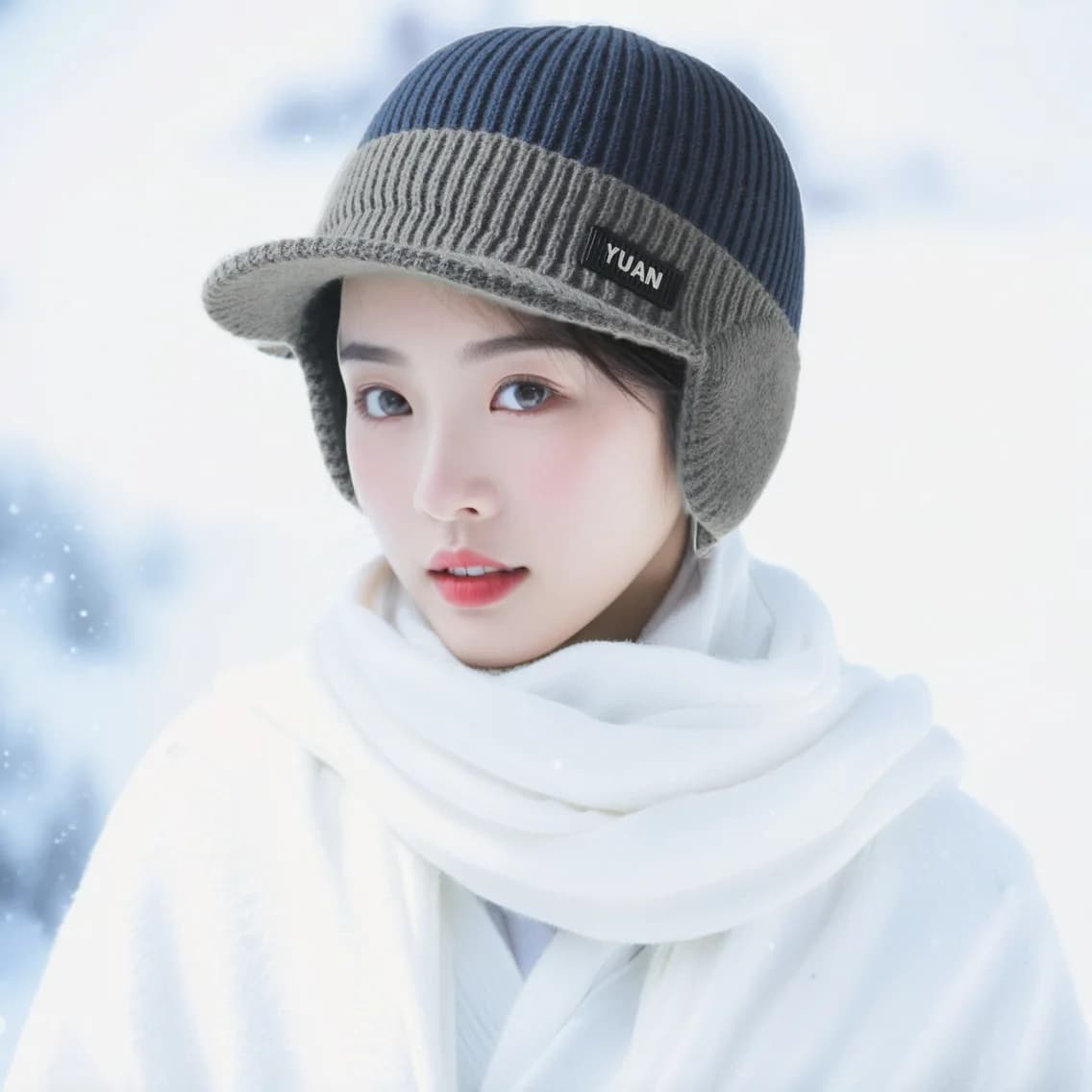 Men Thermal Warm Knit Hat With Ear Protection & Visor Windproof Fleece Lined Winter Beanie Outdoor Ski Driving Coldproof Cap