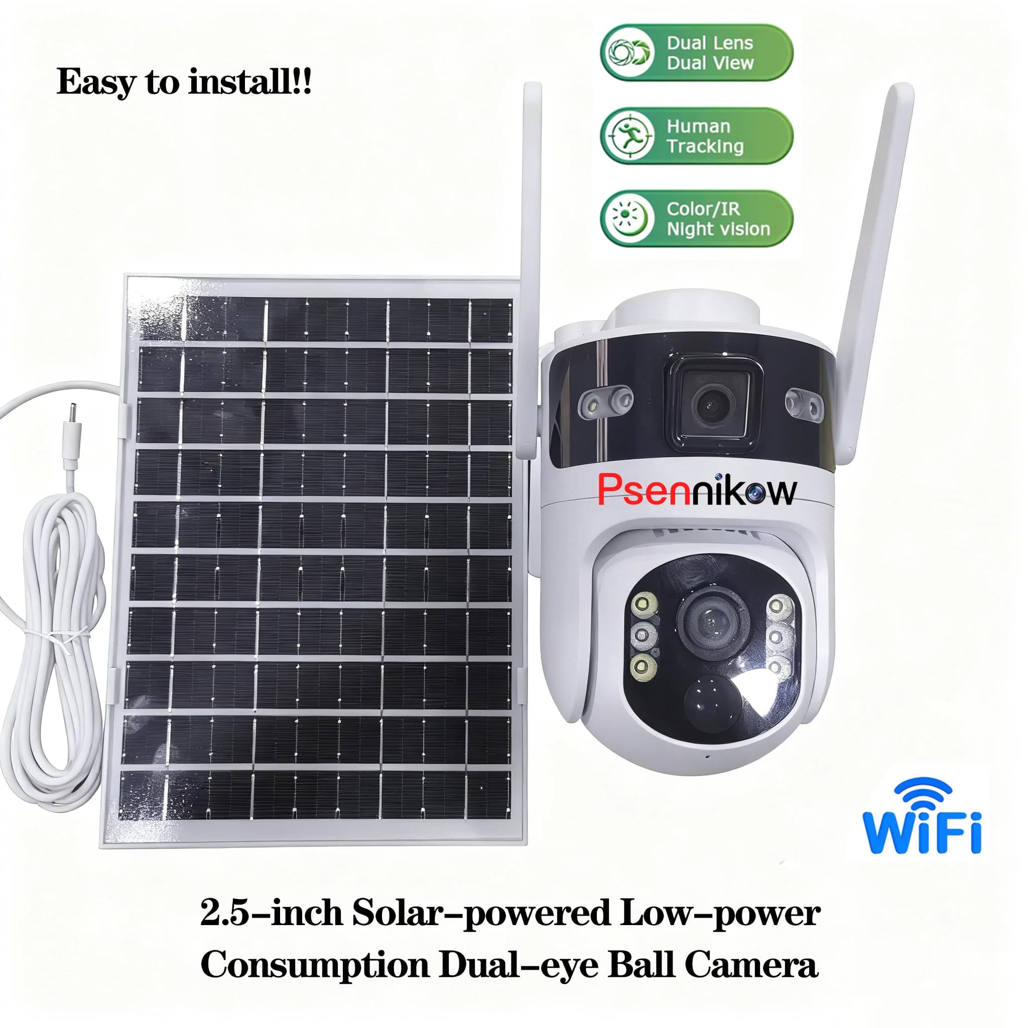 3MP 4G SIM/WIFI Telecamera a energia solare Registrazione a tre obiettivi Doppio schermo 24 ore Rilevamento PIR Telecamera di tracciamento automatico CCTV Baby Monitor