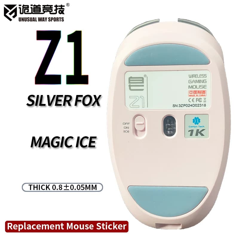 Un modo insolito Sport Mouse Pattini Piedi Zaopin Sapone Z1 Scivola Bordo curvo Versione Magic Ice Silver Fox