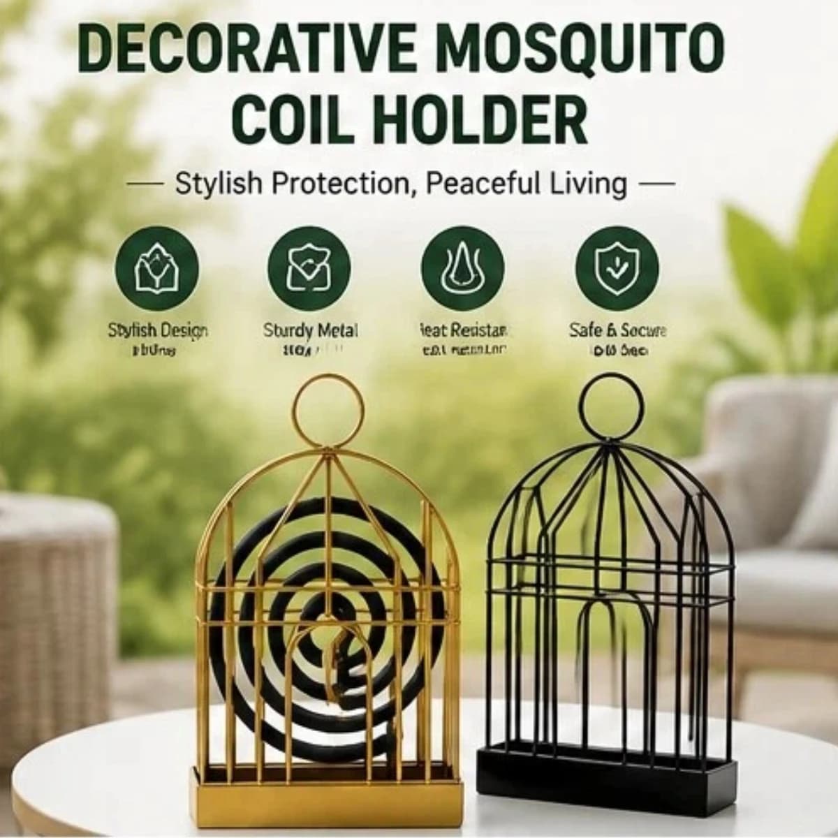 Supporto per spirali antizanzare, contenitore per spirali antizanzare in acciaio inossidabile, porta spirali antizanzare da appendere a gabbie per uccelli, accessori per repellenti per zanzare