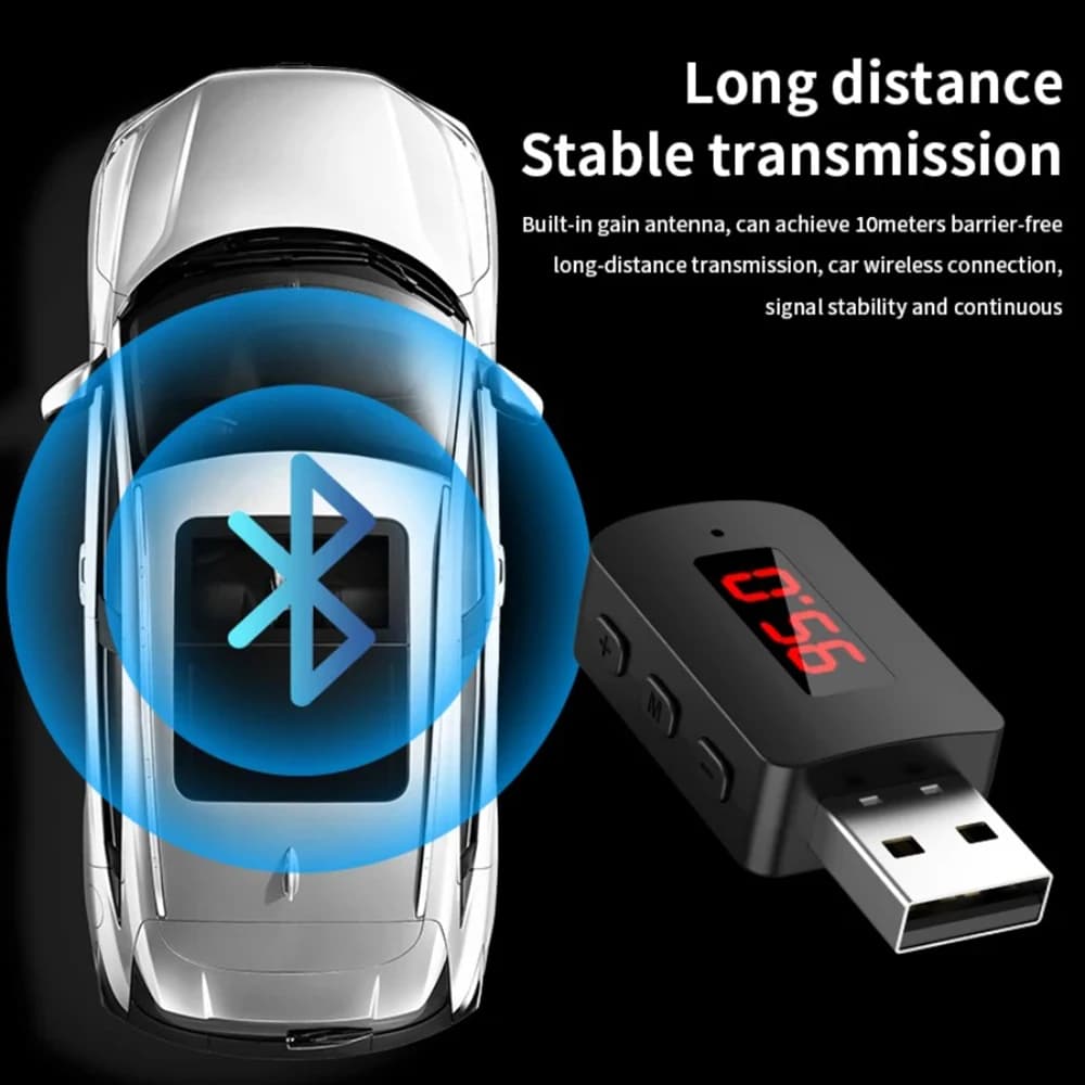 Adattatore Audio Wireless Bluetooth 5.4, Trasmettitore FM per Auto, Ricevitore per Chiamate in Vivavoce, Kit Auto, Mini Adattatore USB Wireless per TV e Altoparlanti