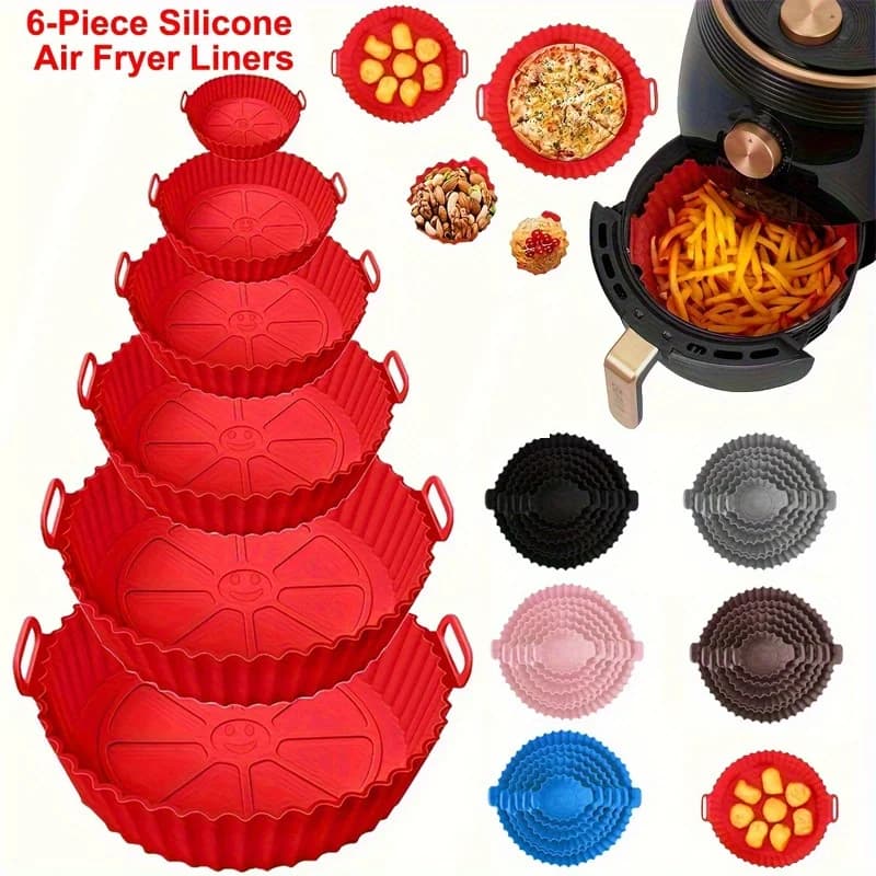 Air frying mats 6 pieces - 450 ° F Cottura croccante / steam washable in dishwasher double non-stick silicone structure