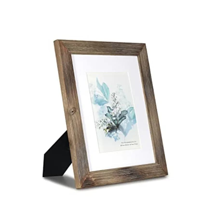 Cornice per Foto 8x10 in Legno Massello 100% - Confezione da 1 - Per Foto 5x7 con Passepartout, Cornici Rustiche in Legno per Tavolo e Parete