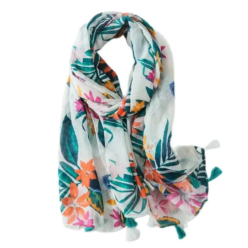 Golexury Sciarpe da spiaggia estive Scialle in viscosa Stampa tropicale Abito da spiaggia Sciarpa a foglia verde superiore per donna Sciarpa Hijab economica da donna