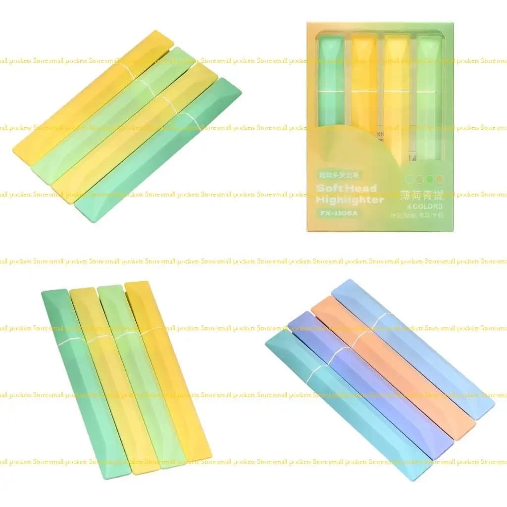R1WD Set 4 evidenziatori con punta cesellata morbida, evidenziatori a 4 colori, per journaling, scrapbooking, codifica a