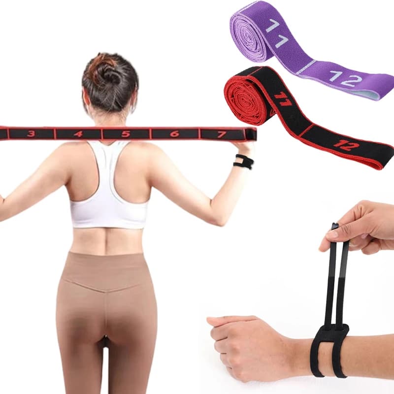 1 paio di fasce di resistenza numerate a 12 anelli con cinghie elastiche guida per yoga, pilates, palestra di casa, fascia per allenamento pull-up