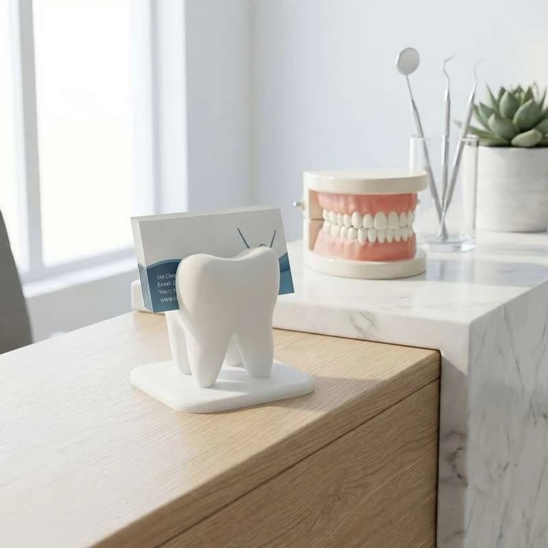 3D Printed Tooth Shaped Business Card Holder Dental Clinic Reception Desk Display Stand Desktop Decor