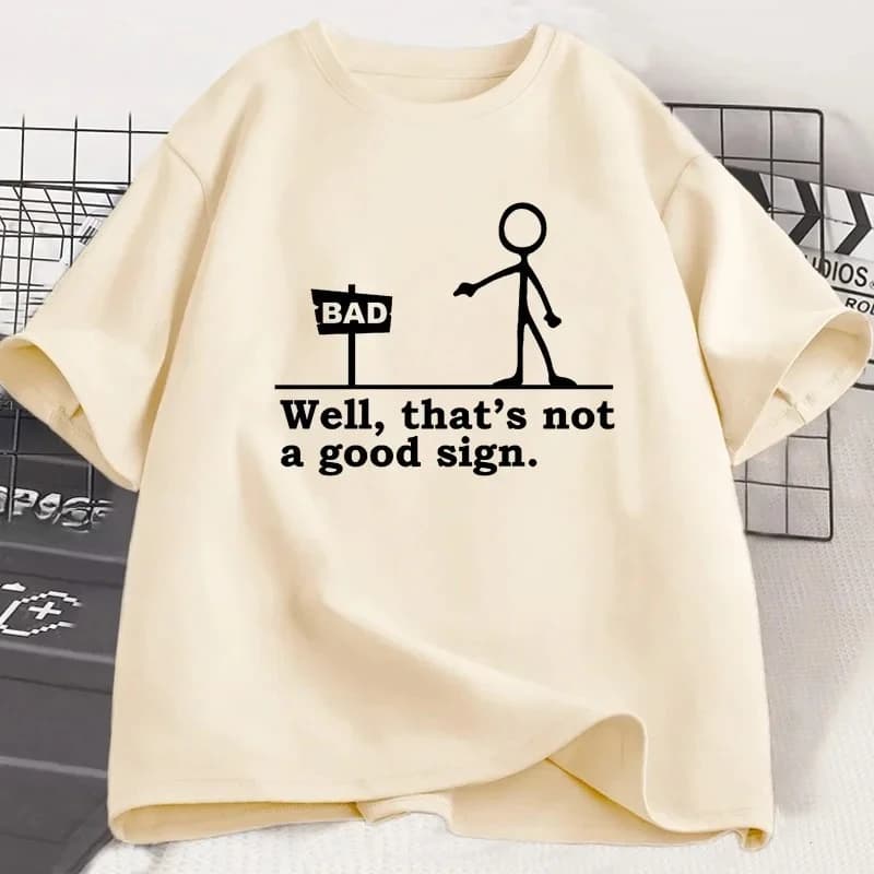 T-shirt da donna con stampa divertente "This Is Not A Good Omen", maglietta casual a maniche corte con stampa divertente nera, top Y2K