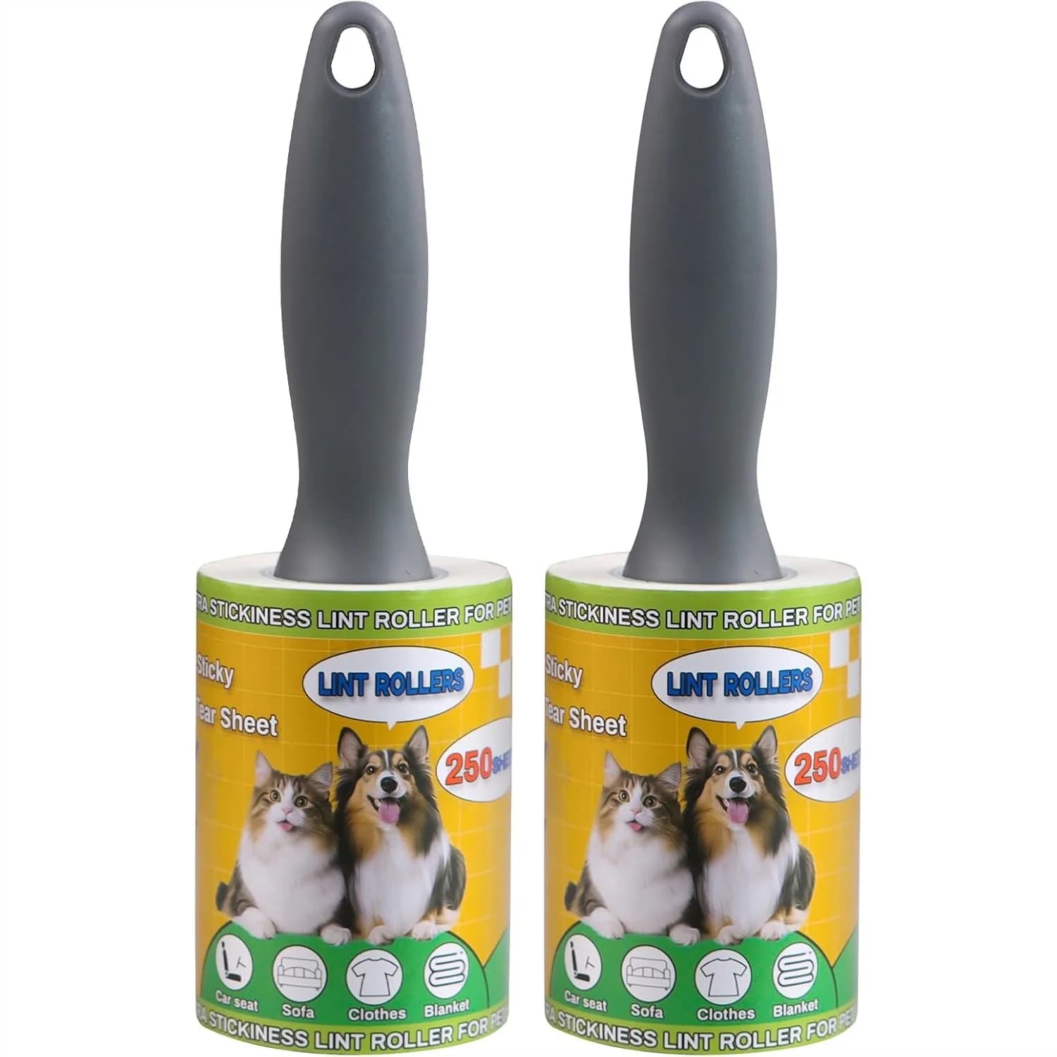 Lint Roller for Pet Hair 500 Sheets Extra Sticky Pet Hair Remover for Clothes Furniture Carpet Car Travel-Friendly Grip Handle