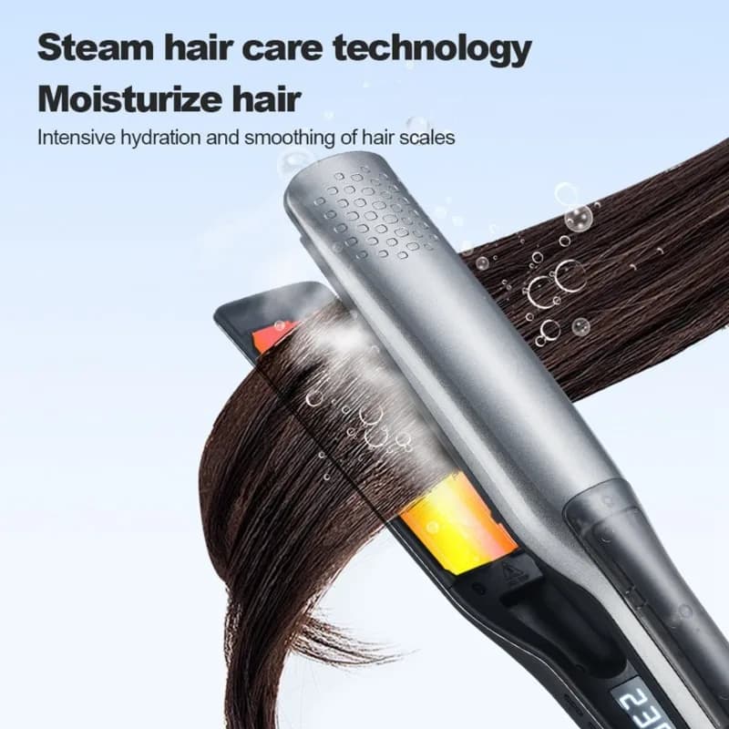 [HIHI] Tourmaline Ceramic Hair Straightener - Dual Voltage, Multi-Temperature Control, Steam Function US Plug