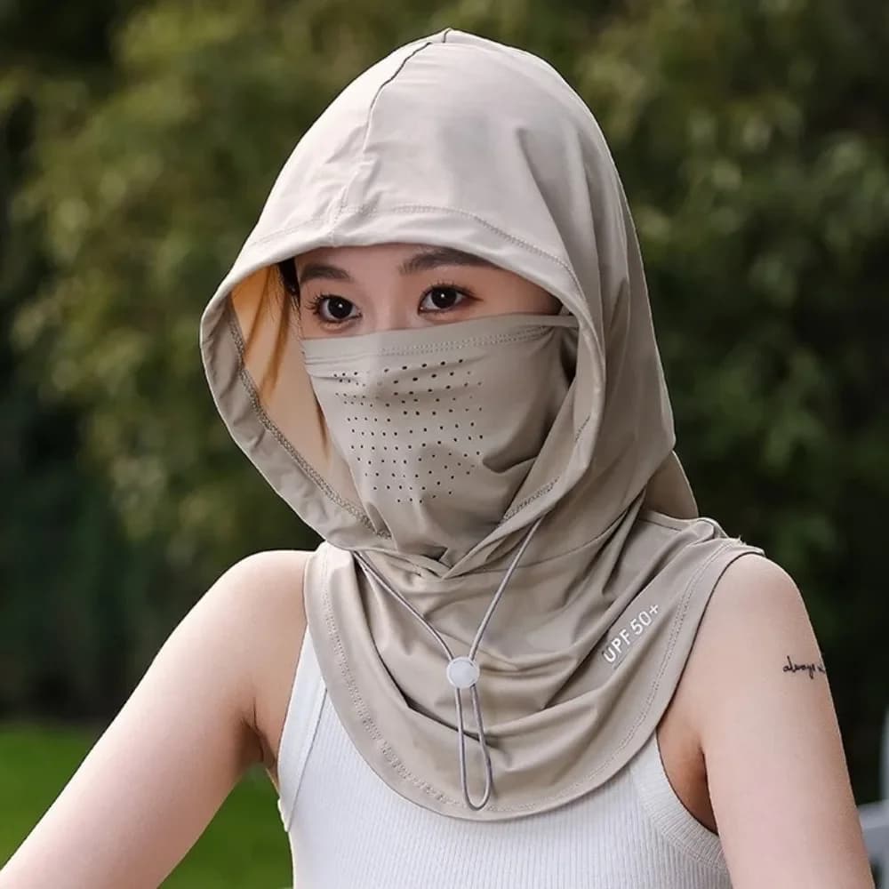 Summer hat for sun protection UV with shawl mask cap pullover in breathable ice silk Wrap for head Unisex beach cap for outdoor sports