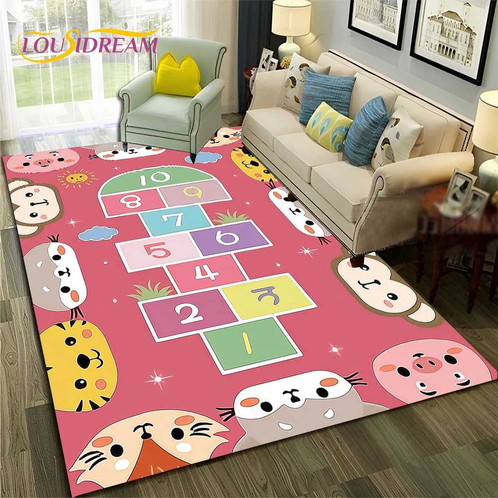 2025 Divertente legna Bambino Giochi digitali Ragazzo Ragazze Tappeto Tappeto per la casa Soggiorno Camera da letto Divano Zerbino Decor, Tappetino antiscivolo