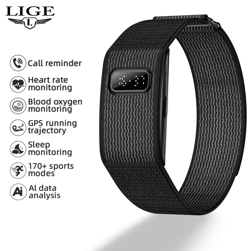 LIGE 2026 Smartwatch Digitale da Uomo con Monitoraggio Cardiaco 24 Ore, Tracker Salute AI, Notifiche Chiamate Ingressanti, Braccialetto Intelligente