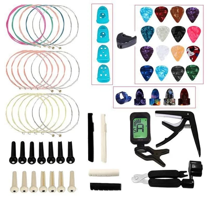 Set di accessori per chitarra multifunzionale capo, pick, string, set di strumenti per il cambio delle corde tre in uno