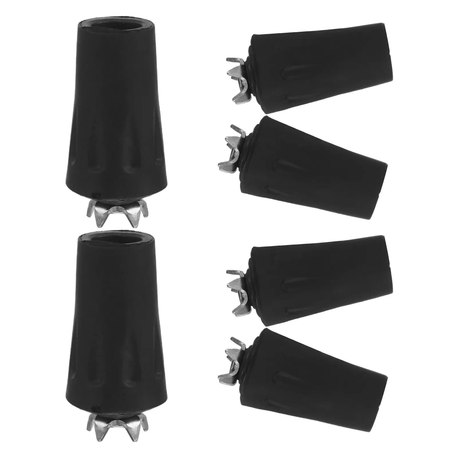 6Pcs Cane Snow Spike Tip Set Trekking Pole Replacement Protector Non-Slip Rubber Ice Grip with 5-Prong Metal Spike for Elderly