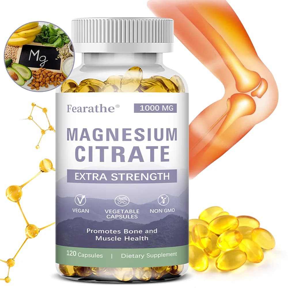 Citrato di magnesio 1000 Mg-Supplementoietario per favorire il rilassamento muscolare, supportare il sistema nervoso, osseo e cuore - 120 capsule