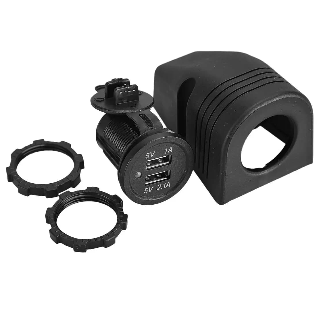 Base per tenda con indicatore LED rosso, doppia presa USB per ricarica, colore nero, adatta per auto, barca, camper, roulotte