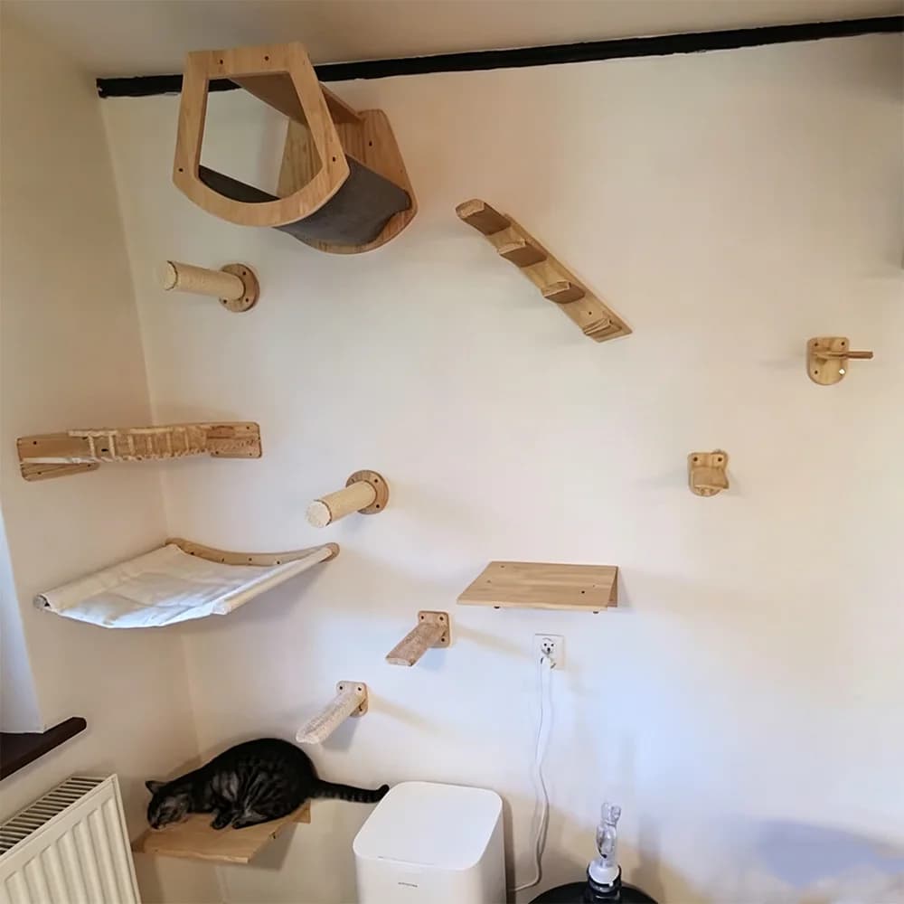 1 Pezzo Arredamento per Gatti da Parete: Tiragraffi, Amaca, Cuccia, Ponte, Mensole per Arrampicata, Palestra e Parco Giochi per Gatti, Giocattolo per Affilare le Unghie