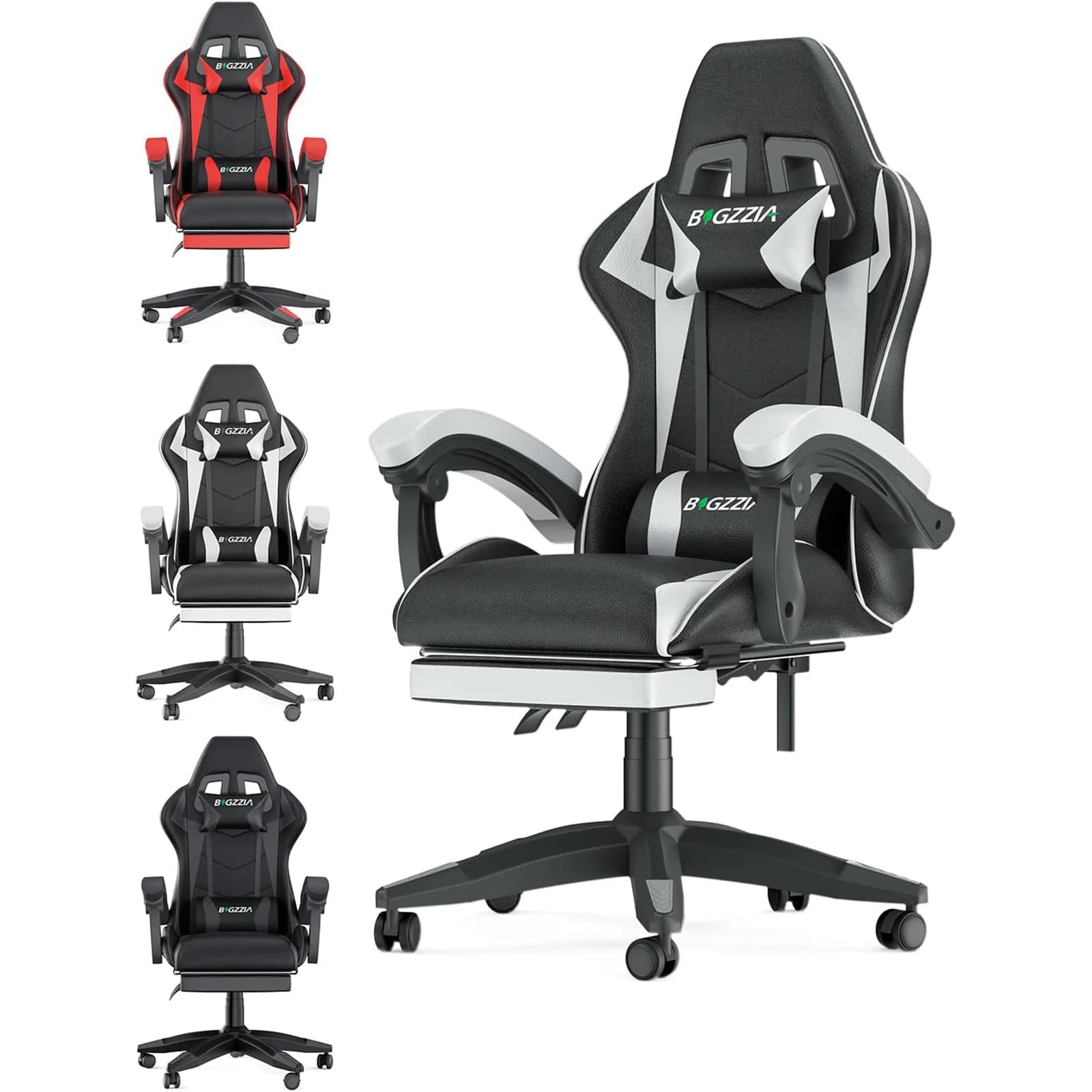 Sedia da gioco per vendite calde con poggiapiedi Sedie da gioco ergonomiche con cuscino lombare Poggiatesta Sedia da gioco Computer regolabile in altezza