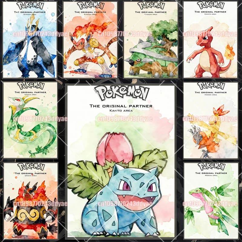 Japanese Anime Pokemon Pikachu Canvas Painting Poster Cartoon Character Picture Bright Clear Color High Quality Home Decoration