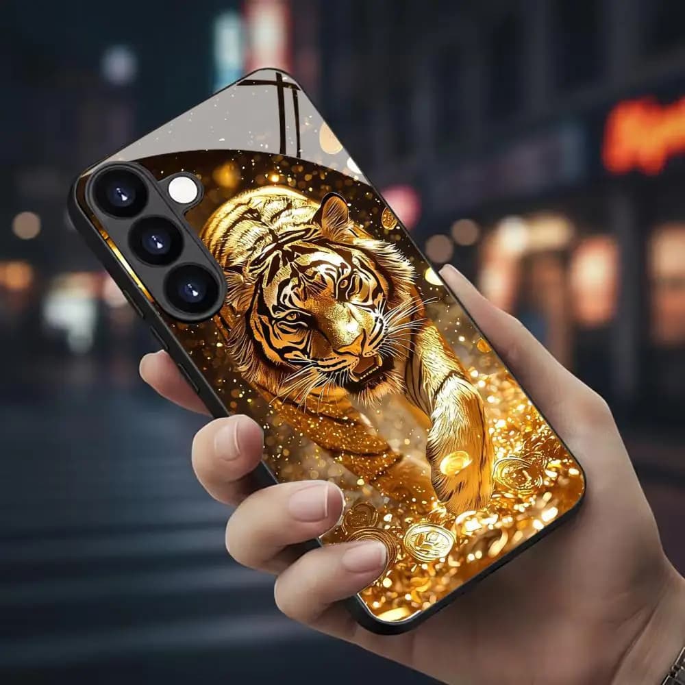 Cover per telefono in vetro con motivo tigre per Samsung Galaxy S26 S25 S24 S22 S23 Ultra S21 S20 Plus 5G, satinata antiscivolo a copertura totale