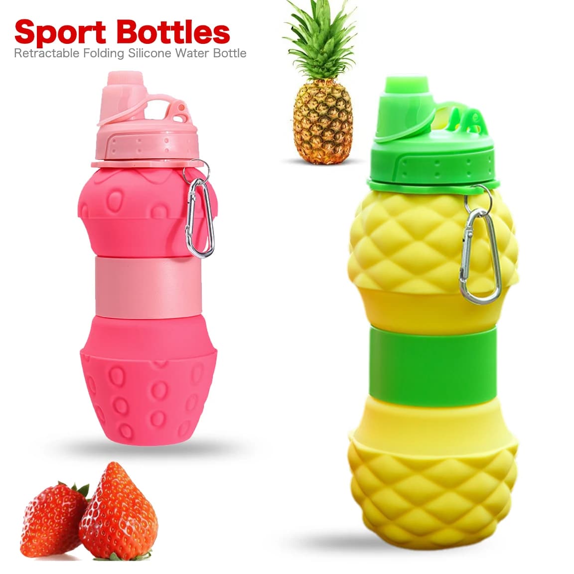 6/700ML Pieghevole Retrattile Fitness Forma di Frutta Bollitore Silicone Sport Bottiglia di Acqua Portatile per Viaggi All'aperto Arrampicata Bicicletta
