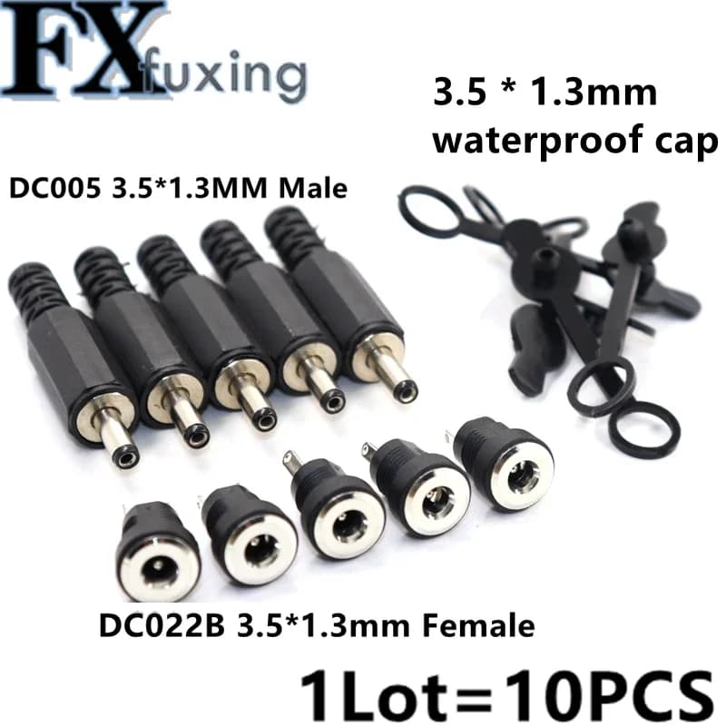 10 Pz DC005 3.5x1.3mm DC Power Cap Waterproof 8mm aperture For DC-022B 3.5*1.3mm Martinets DC022B 3.5*1.35mm Connector Charging socket